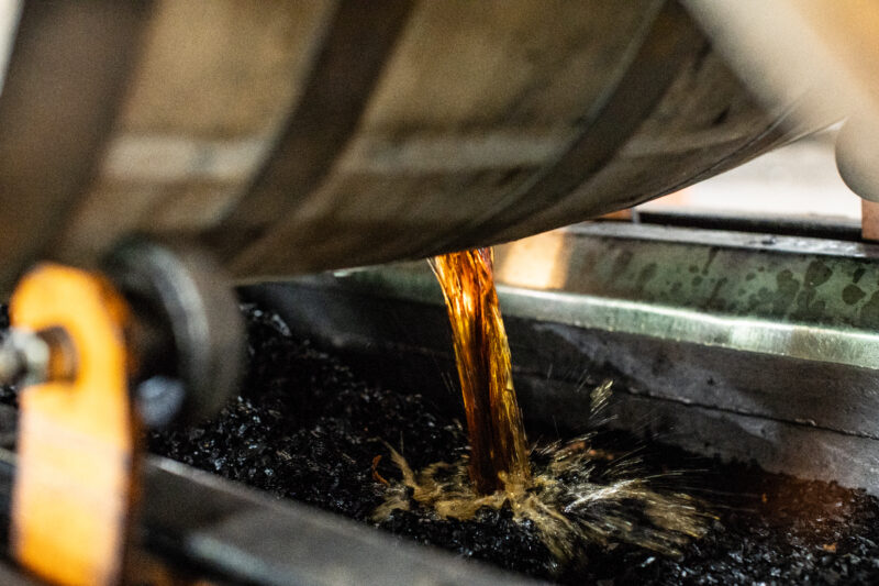 A barrel being dumped at the distillery (photo: Buffalo Trace Distillery) A barrel being dumped at the distillery (photo: Buffalo Trace Distillery)